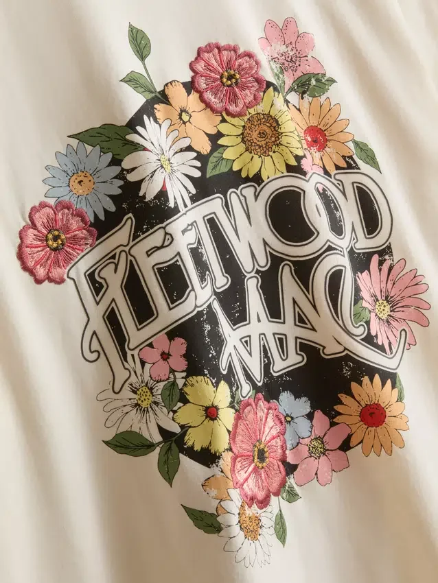 Fleetwood Macin rento puuvillainen graafinen t-paita