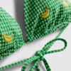 Gingham-kuvioinen banaanikuvioinen kolmiomallinen bikiniliivi