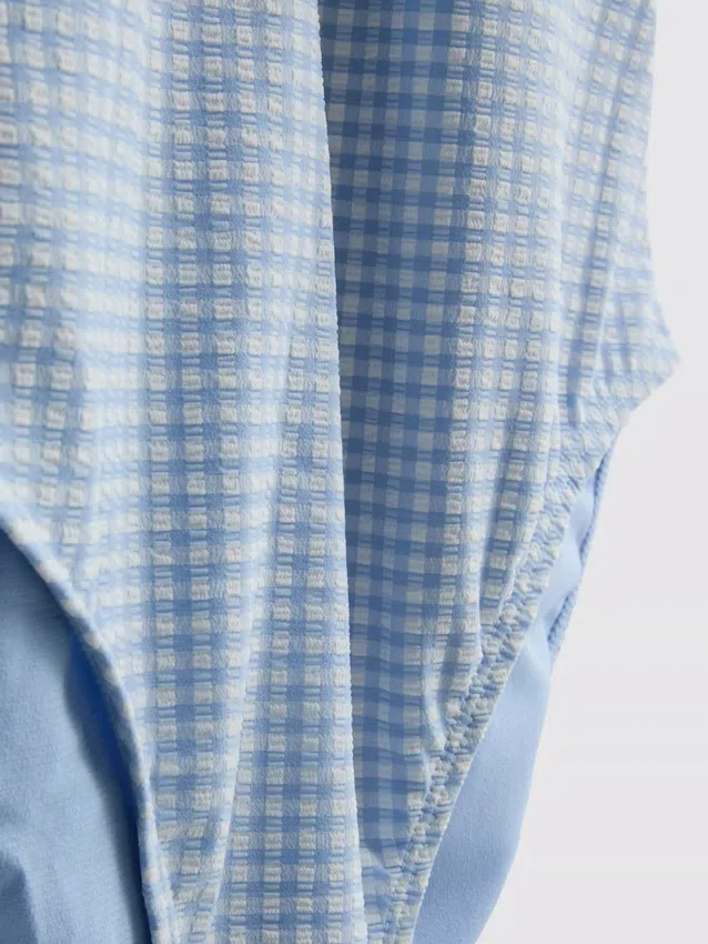 Gingham-kuvioinen röyhelöinen uimapuku