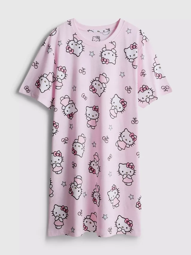Hello Kitty -puuvillainen graafinen yöpaita