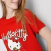 Hello Kitty -puuvillainen rento mansikka-T-paita