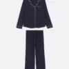 Jersey-neulottu pitkähihainen boyfriend-pyjamat-seti