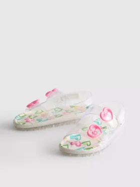 Kaksisoljiset kimaltelevat jelly-slingback-sandaalit