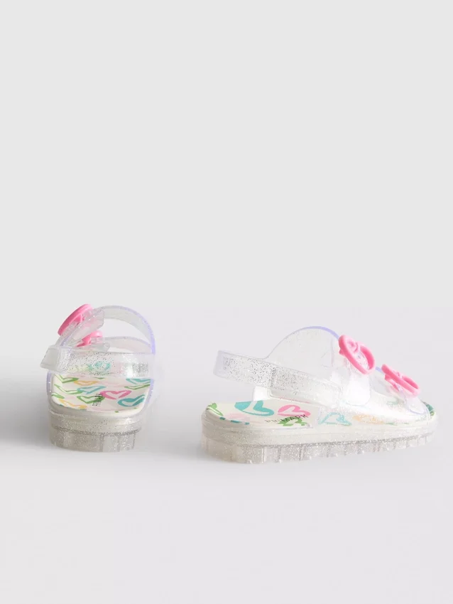 Kaksisoljiset kimaltelevat jelly-slingback-sandaalit