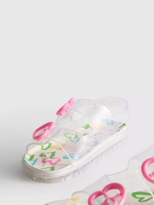 Kaksisoljiset kimaltelevat jelly-slingback-sandaalit
