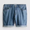Keskikorkeat, kapeat denimshortsit