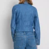 Keskikorkeat, ylös käännettävät denimshortsit