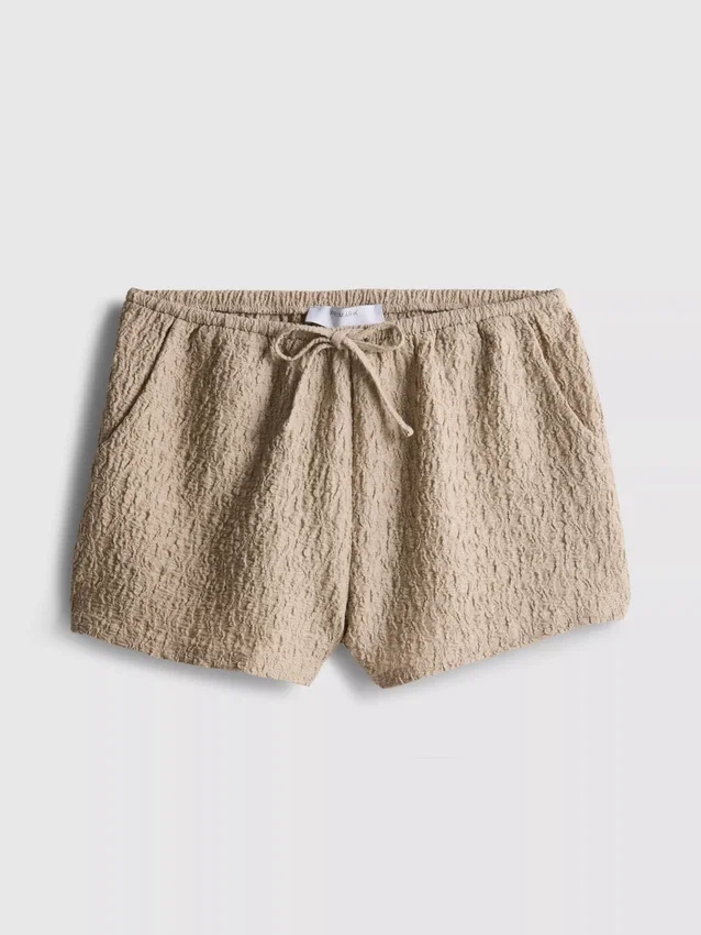 Kiristysnauhalliset ryppyiset shortsit