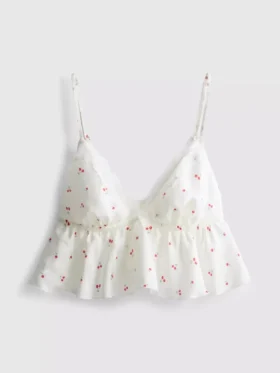 Kirsikanvärinen, pitsireunusinen, ilmava bralette