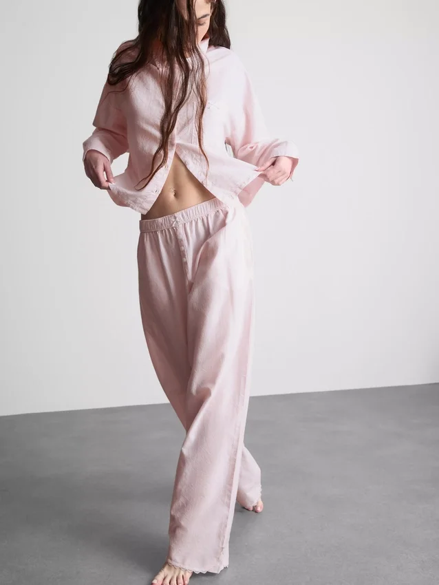 Kudottu puuvillainen Oxford-pyjama-paita