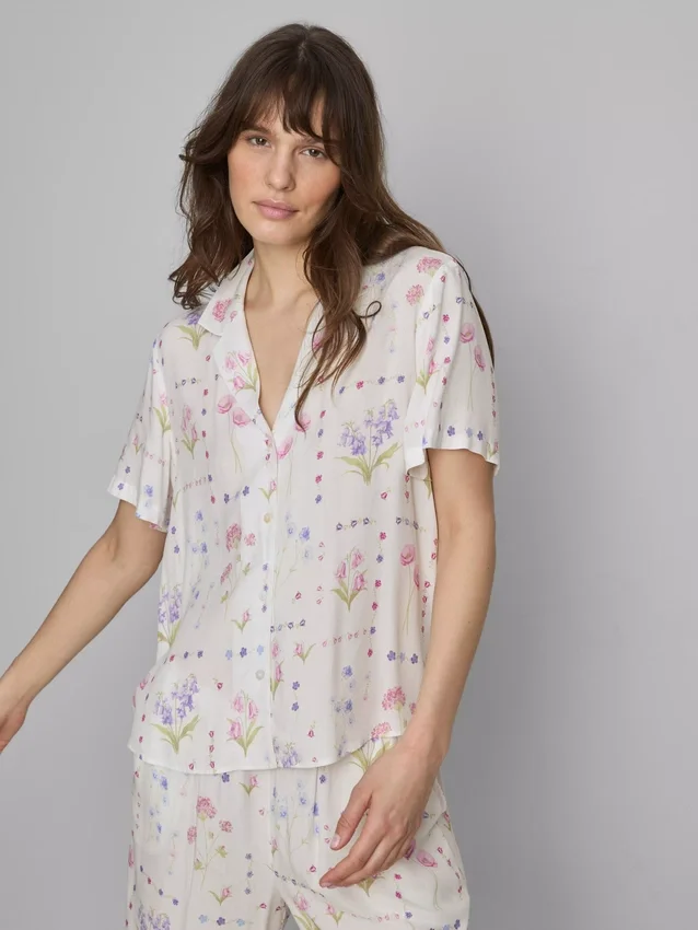Kukkakuvioinen lyhythihainen pyjama-paita