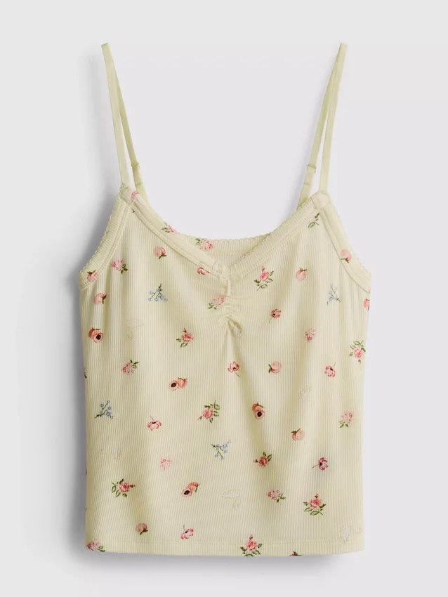 Kukkakuvioinen ribbineuleinen pyjamapaita
