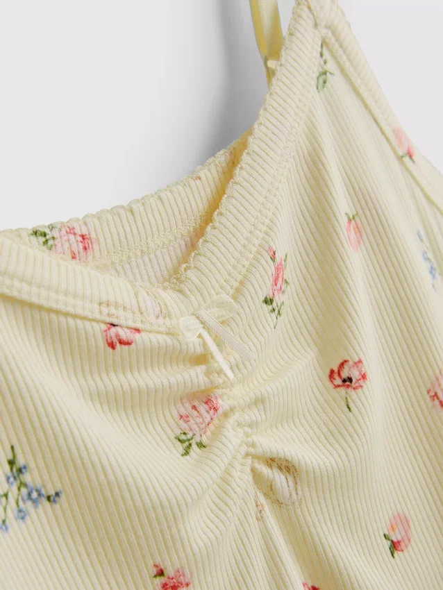 Kukkakuvioinen ribbineuleinen pyjamapaita