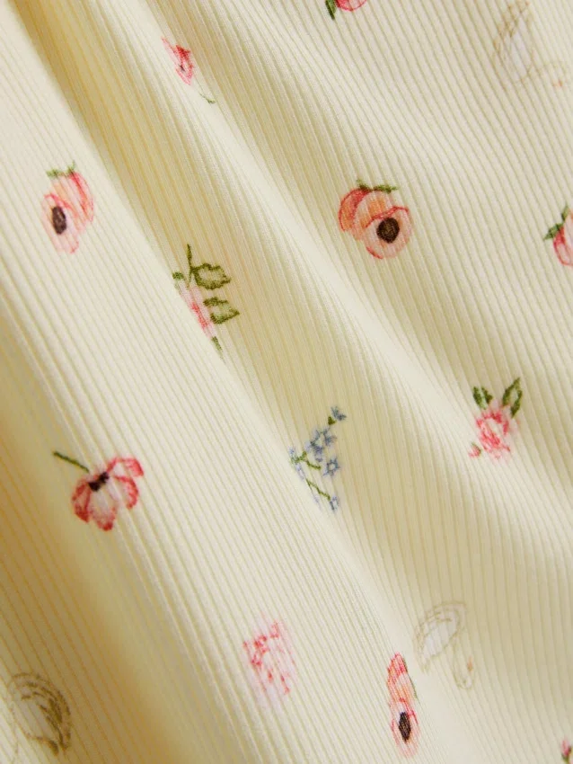 Kukkakuvioinen ribbineuleinen pyjamapaita