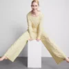 Kukkakuvioiset ribbineulotut pyjamahousut