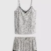 Kuvioidut cami-top- ja shorty-pyjamat