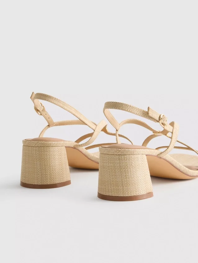 Leveä istuvuus, raffia-reunuksiset lohkokorkokengät