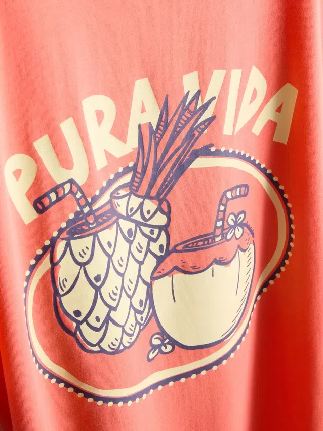 Leveä puuvillainen graafinen t-paita