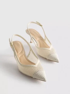 Leveät verkkomateriaaliset slingback-korkokengät