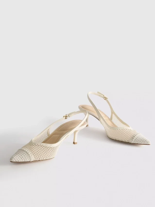 Leveät verkkomateriaaliset slingback-korkokengät