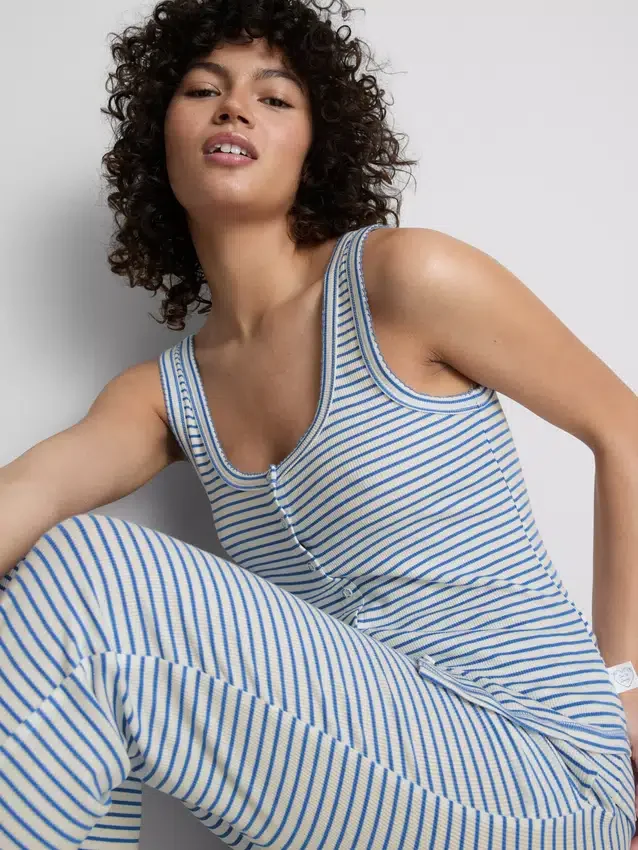 Love to Lounge -ribbattu raidallinen pyjama-cami