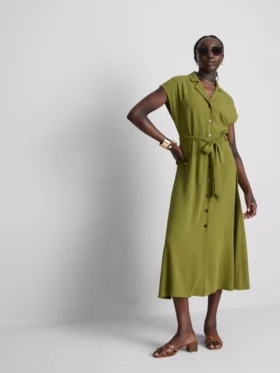 Lyhythihainen midi-kauluspaitamekko