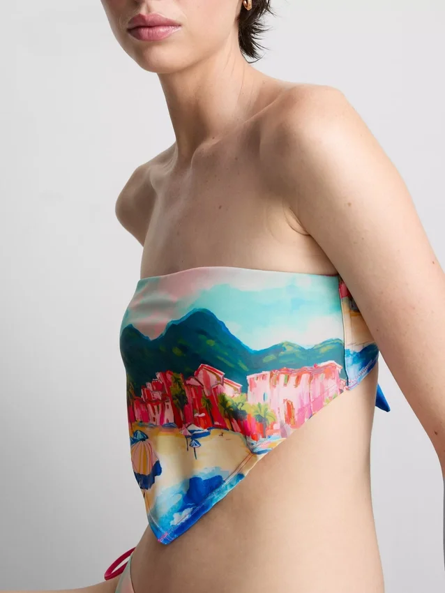 Maisemakuvioinen bandana-bikinitoppi