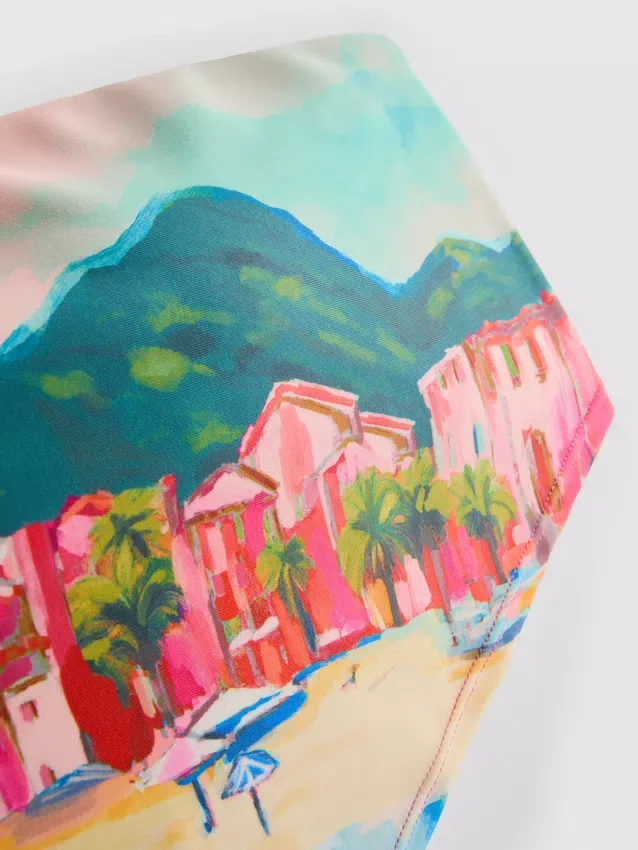 Maisemakuvioinen bandana-bikinitoppi