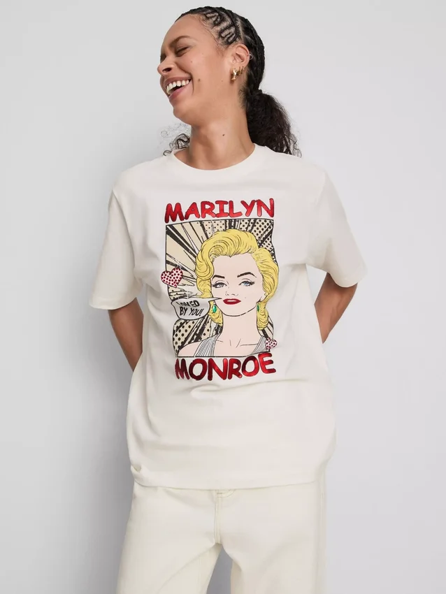 Marilyn Monroe -ylisuuri puuvillainen t-paita