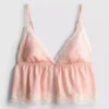 Morsiamen satiininen pitsinen babydoll-bralette