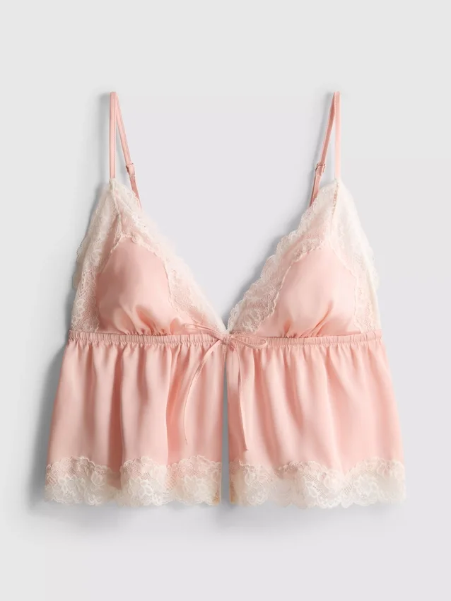 Morsiamen satiininen pitsinen babydoll-bralette