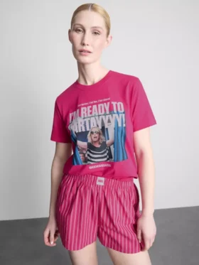 Morsiusneitojen puuvillaiset graafiset Shorty-pyjamat