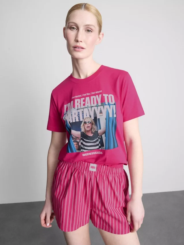 Morsiusneitojen puuvillaiset graafiset Shorty-pyjamat