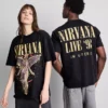 Nirvana-enkeli-kuvioinen t-paita