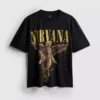Nirvana-enkeli-kuvioinen t-paita
