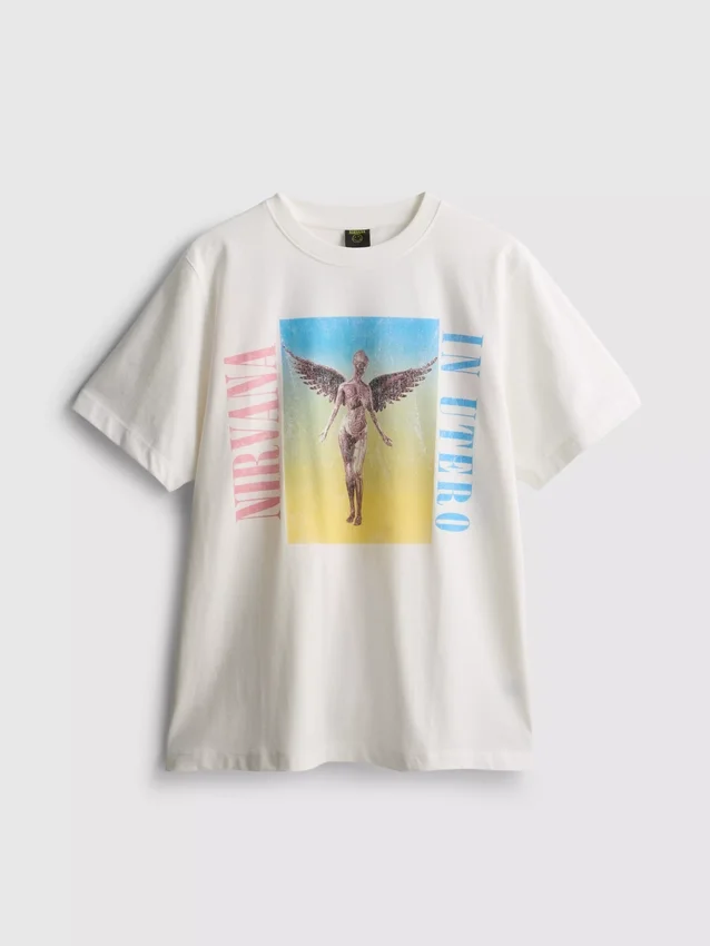 Nirvana-puuvillainen sateenkaari-kiertue-T-paita