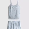 Painettu cami-toppi ja shortsit -pyjamat