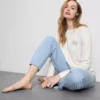 Painettu puuvillainen pyöreäkaulainen pyjamatti