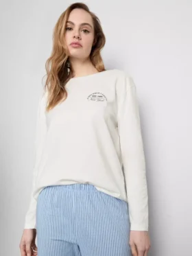 Painettu puuvillainen pyöreäkaulainen pyjamatti