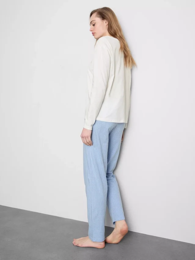 Painettu puuvillainen pyöreäkaulainen pyjamatti