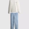 Painettu puuvillainen pyöreäkaulainen pyjamatti