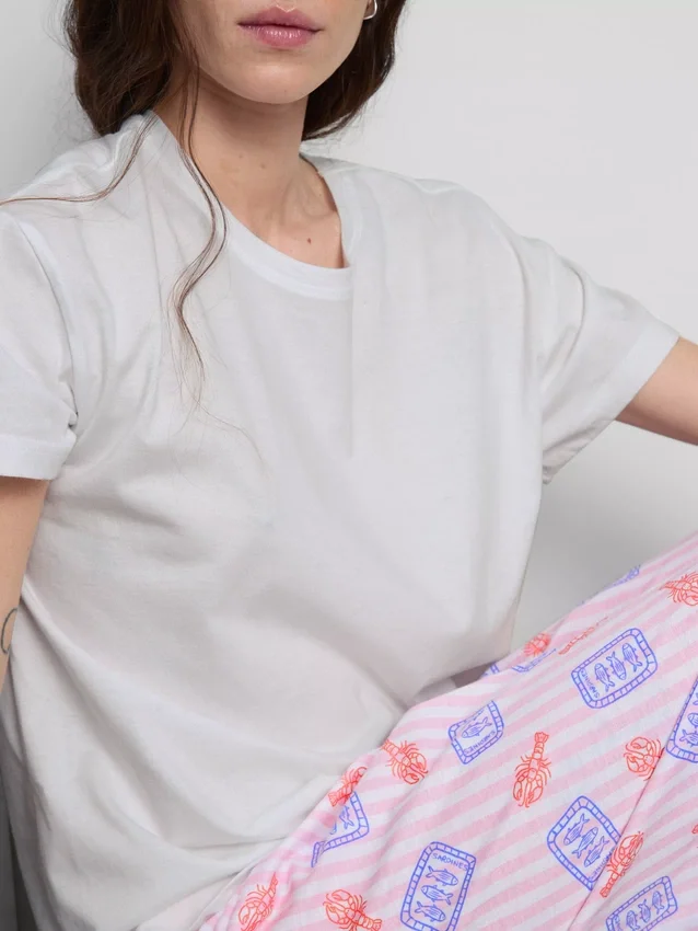 Painettu puuvillapyjamakokonaisuus