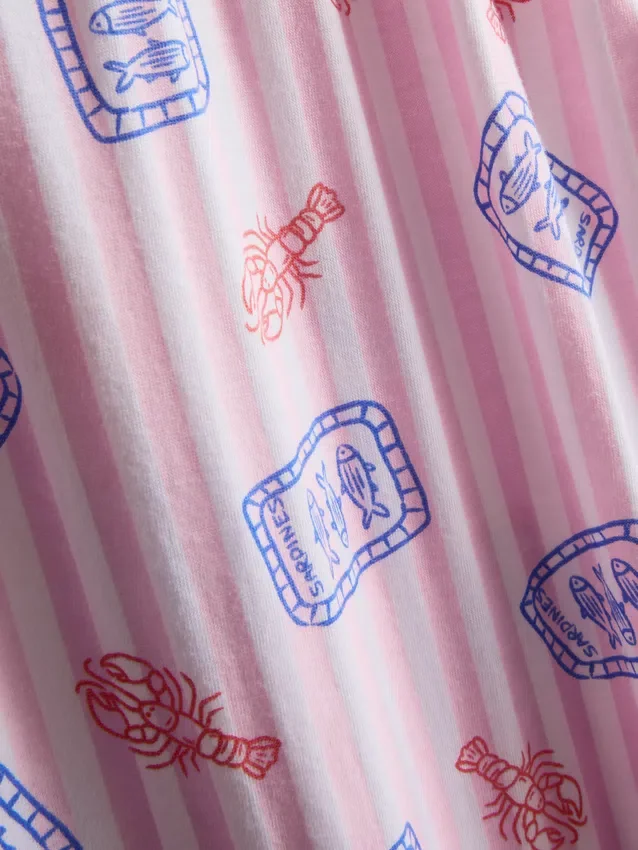 Painettu puuvillapyjamakokonaisuus