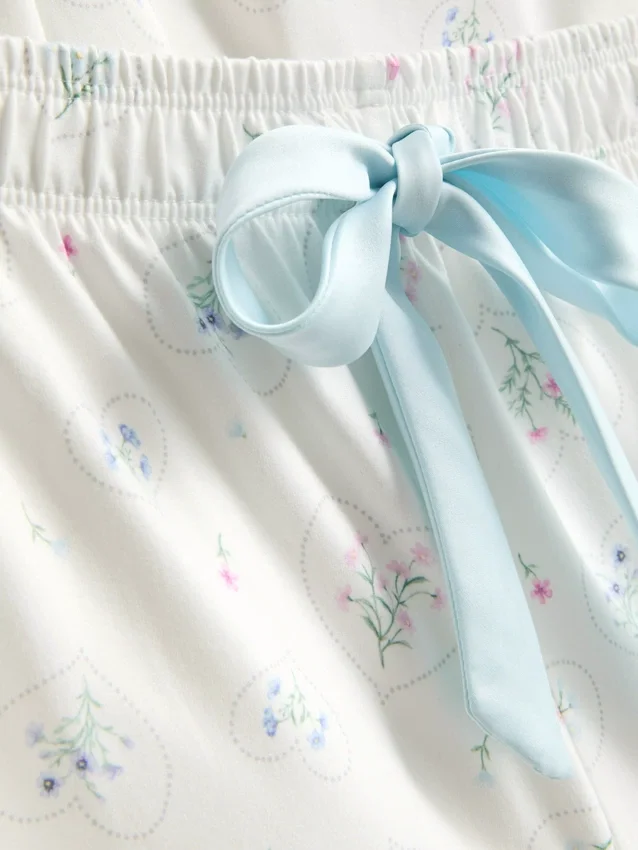 Painettu satiininen rusettipyjamat