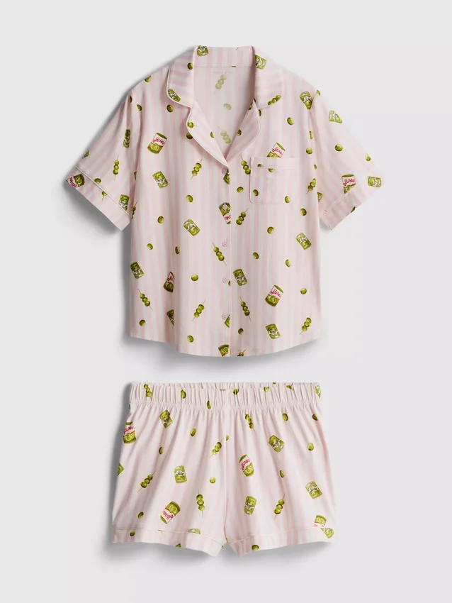 Painetut boyfriend-tyyliset lyhyet pyjamat