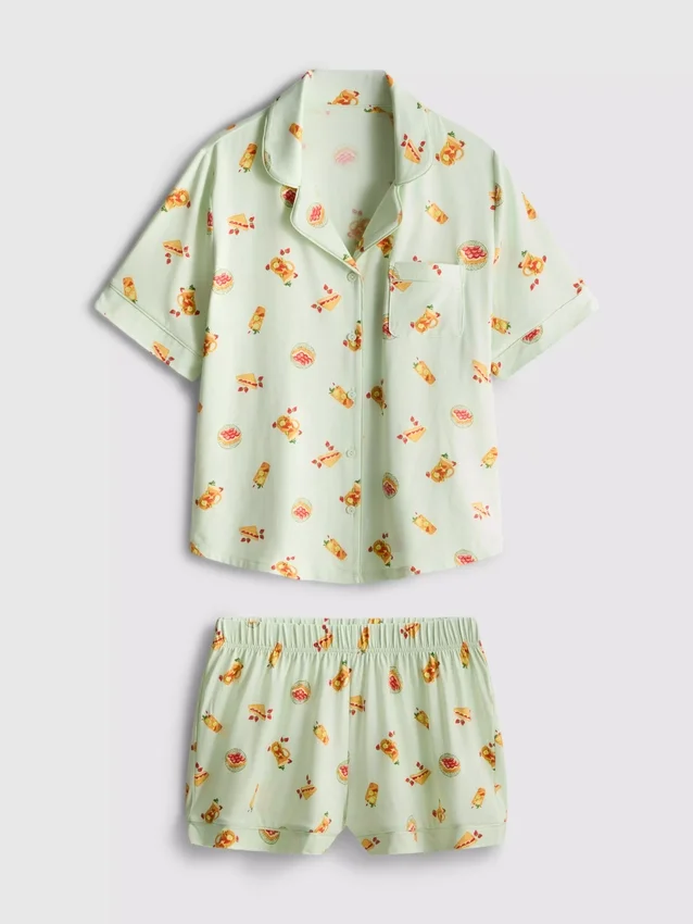Painetut boyfriend-tyyliset lyhyet pyjamat