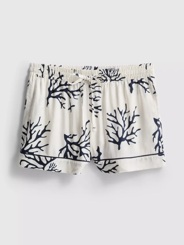 Painetut korallinväriset pyjamat-shortsit