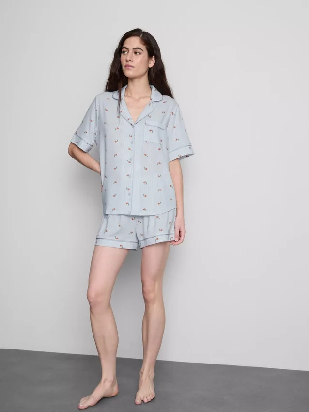Painetut lyhyet boyfriend-pyjamat
