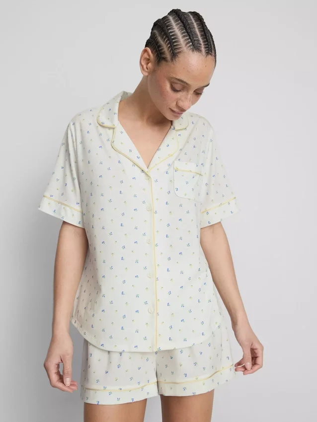Painetut lyhyet boyfriend-pyjamat