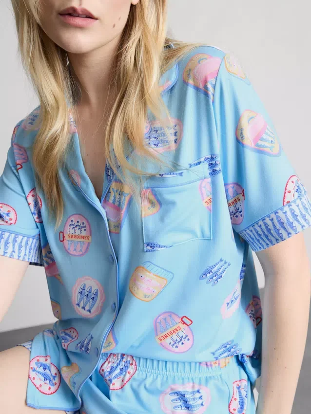 Painetut lyhyet boyfriend-pyjamat